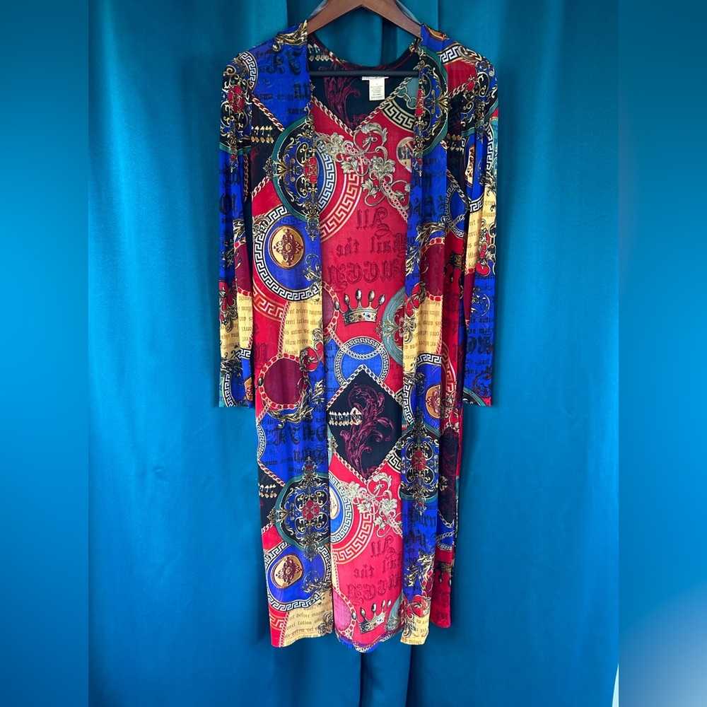 NYC Blue and Red Long Sleeve Sheath Tunic